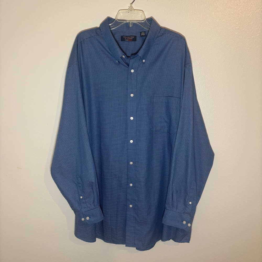 Roundtree & Yorke TravelSmart Button-Down Shirt • Blue Micro Check • 4XT